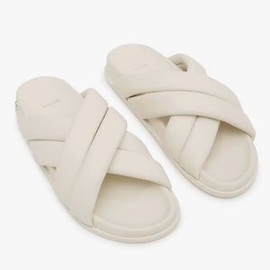 Anine Bing Lizzie Slides in Ivory - Size 38